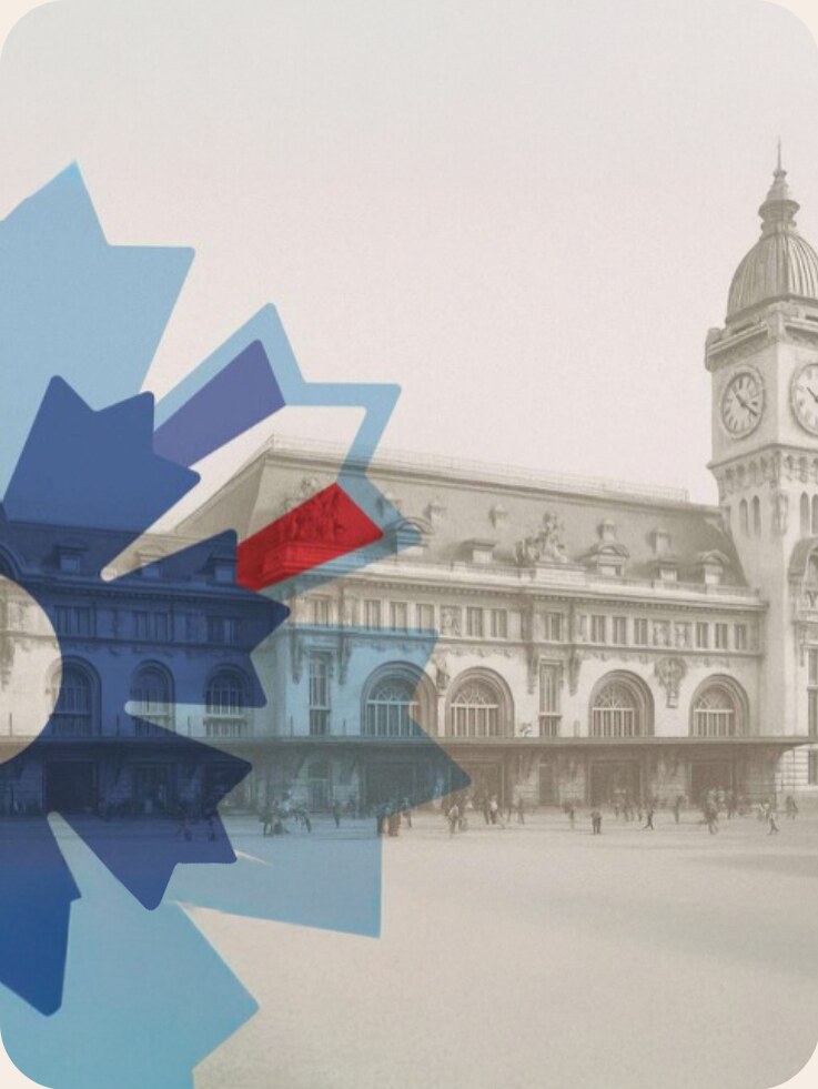 Le Bleuet de France devant une gare historique